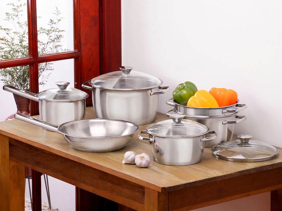 Batería de cocina Tramontina Allegra de acero inoxidable 10 piezas