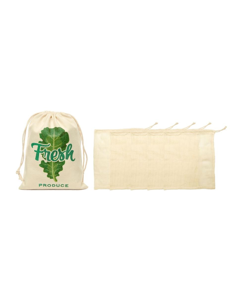 Kit De 5 Bolsas Kikkerland Reutilizables Hechas de Malla, color beige