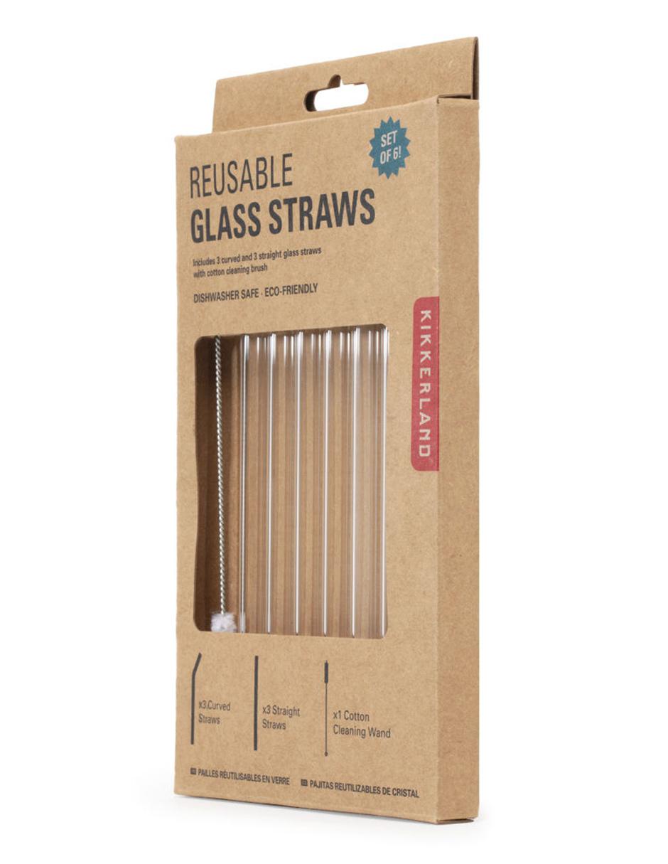 Set de Popotes Reutilizables de Vidrio Transparentes, 6 Piezas Set de Popotes Reutilizables de Vidrio Transparentes, 6 Piezas
