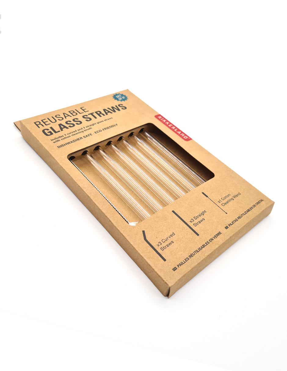 Set de Popotes Reutilizables de Vidrio Transparentes, 6 Piezas 6
