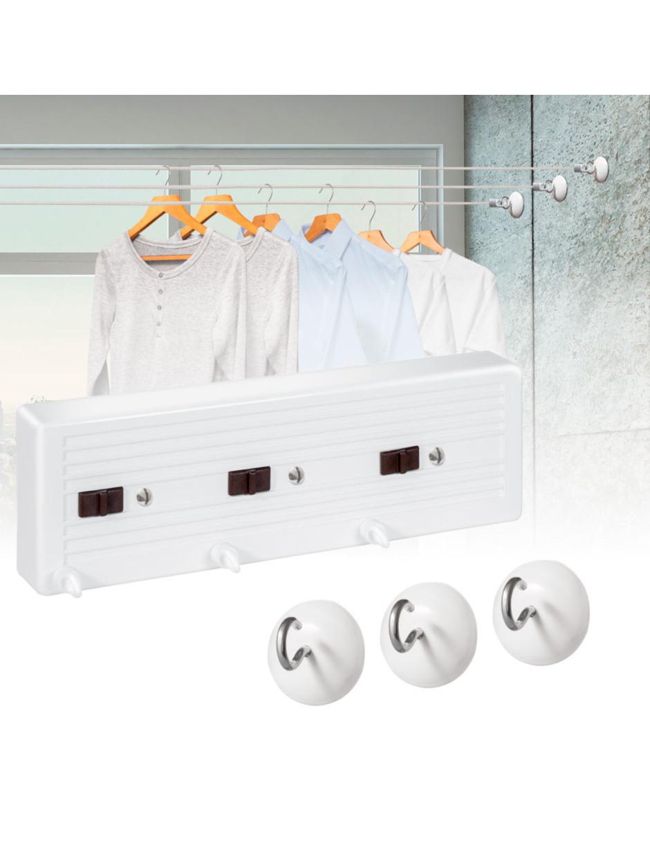Tendedero de ropa para pared retráctil para interiores y exteriores 3 Líneas Tendedero de ropa para pared retráctil para interiores y exteriores 3 Líneas