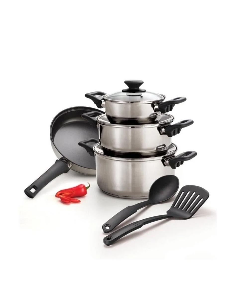 Batería de cocina Tramontina de acero inoxidable antiadherente 9 piezas