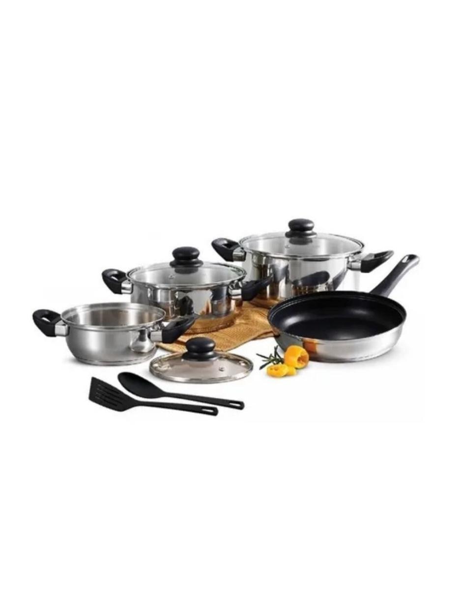 Batería de cocina Tramontina de acero inoxidable antiadherente 9 piezas
