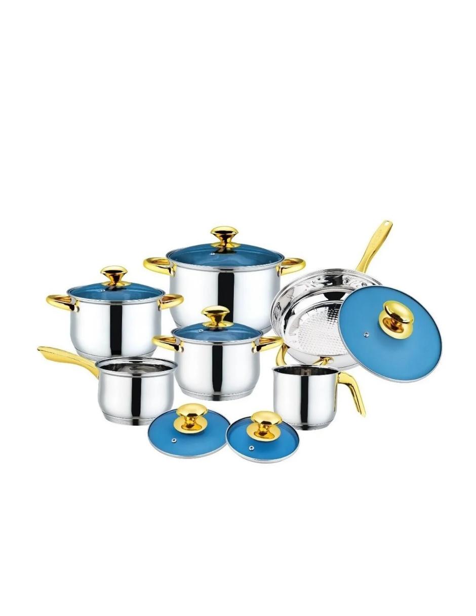 Batería de cocina Fraciel Cristy de acero inoxidable 12 piezas