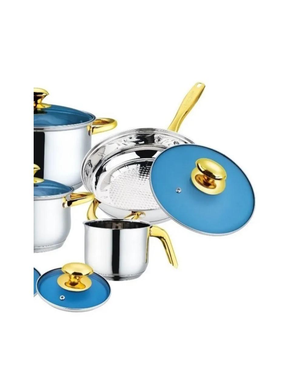 Batería de cocina Fraciel Cristy de acero inoxidable 12 piezas