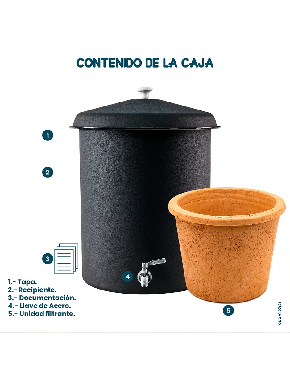 Filtro purificador de agua Ecofiltro Peltre 27L