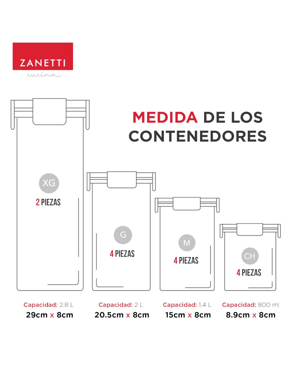 Set contenedores Zanetti de plástico 14 piezas