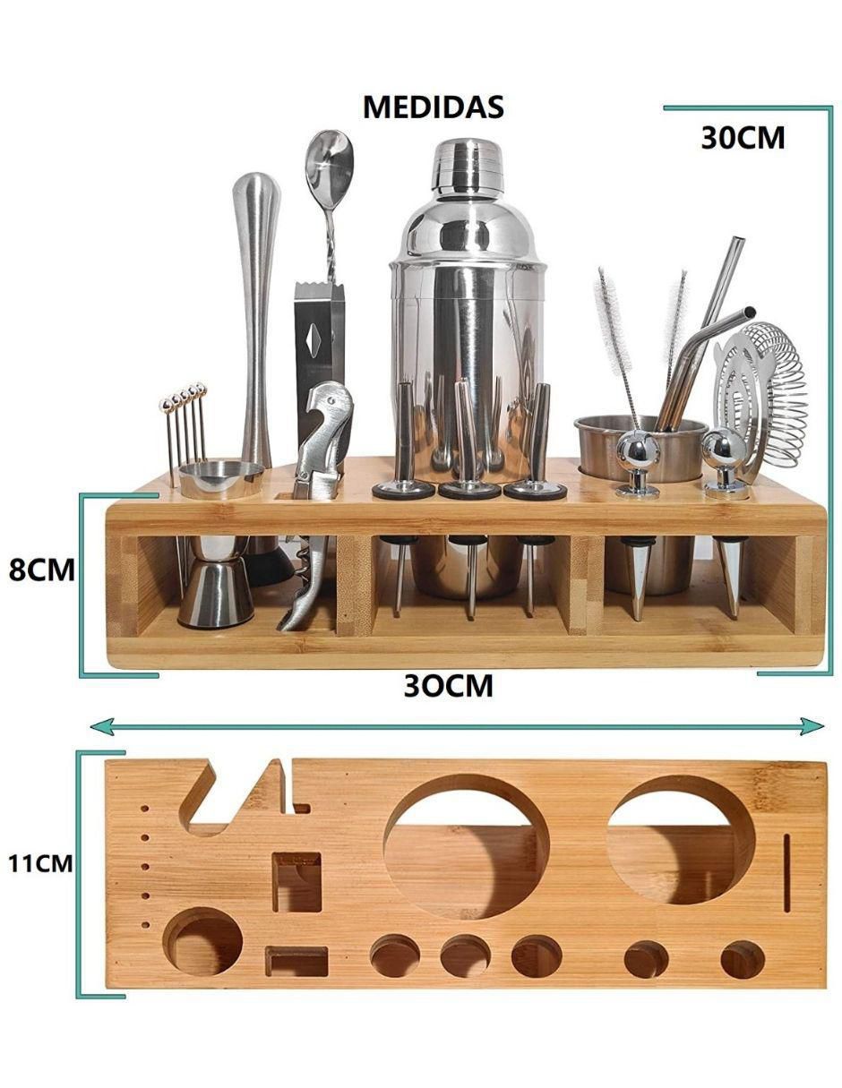 Set Coctelera de acero inoxidable