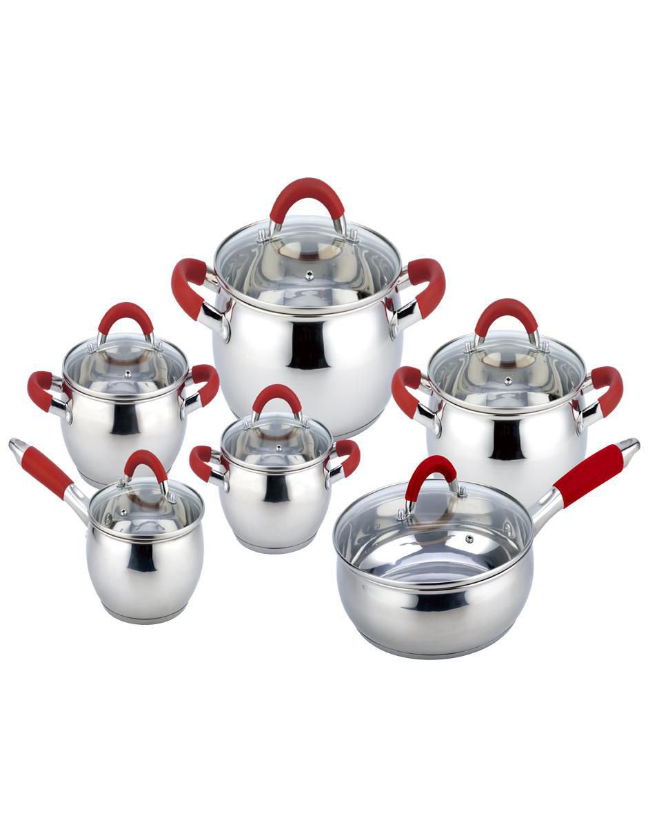 Batería de cocina de acero inoxidable antiadherente 12 piezas Batería de cocina de acero inoxidable antiadherente 12 piezas