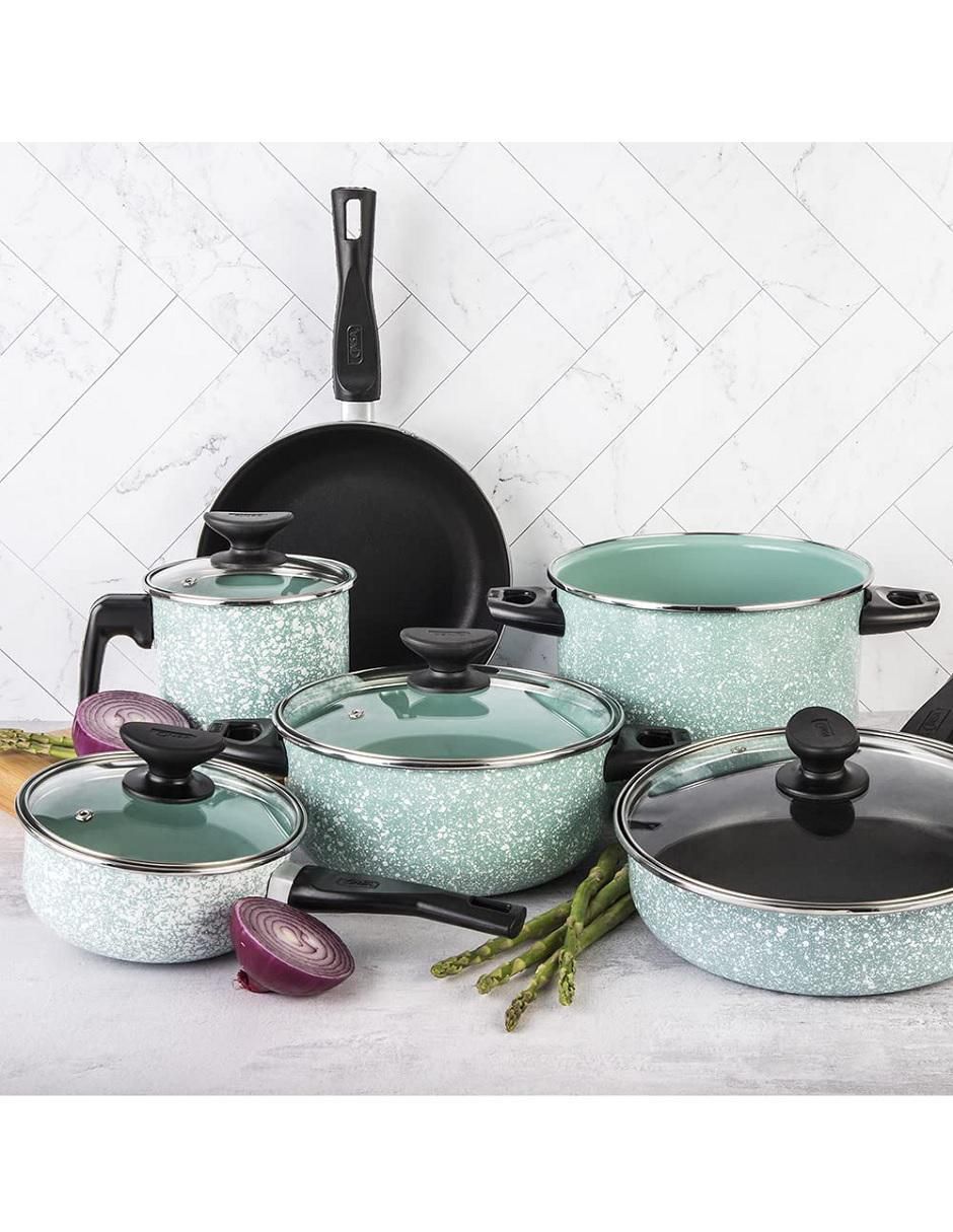Batería de cocina Cinsa Jade de acero vitrificado antiadherente convencional 10 piezas