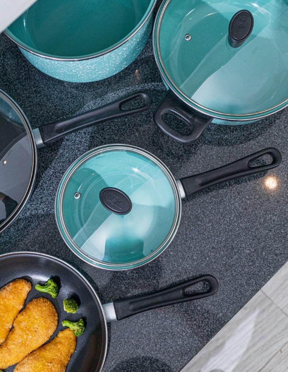 Batería de cocina Cinsa Jade de acero vitrificado antiadherente convencional 10 piezas