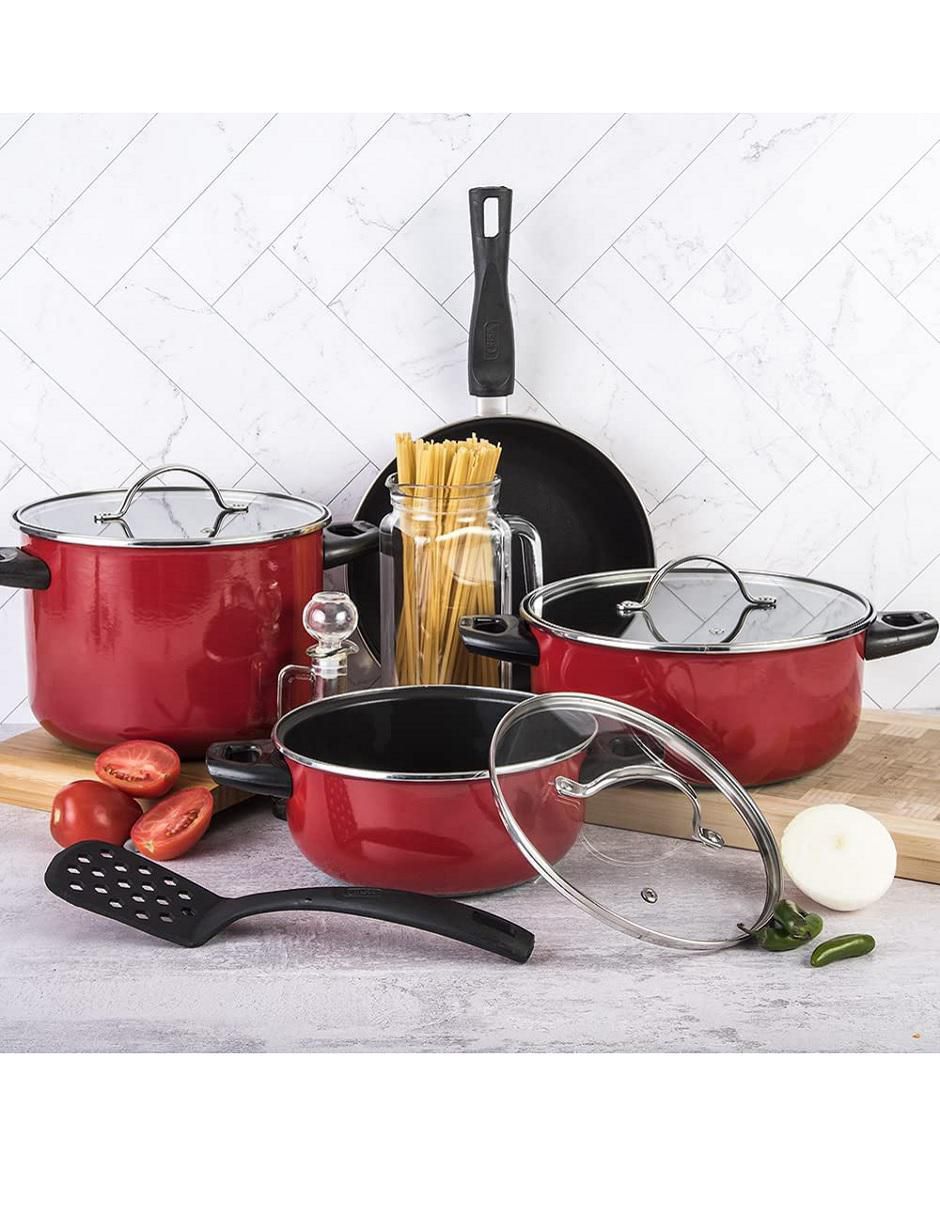 Batería de cocina Cinsa de acero vitrificado antiadherente 8 piezas