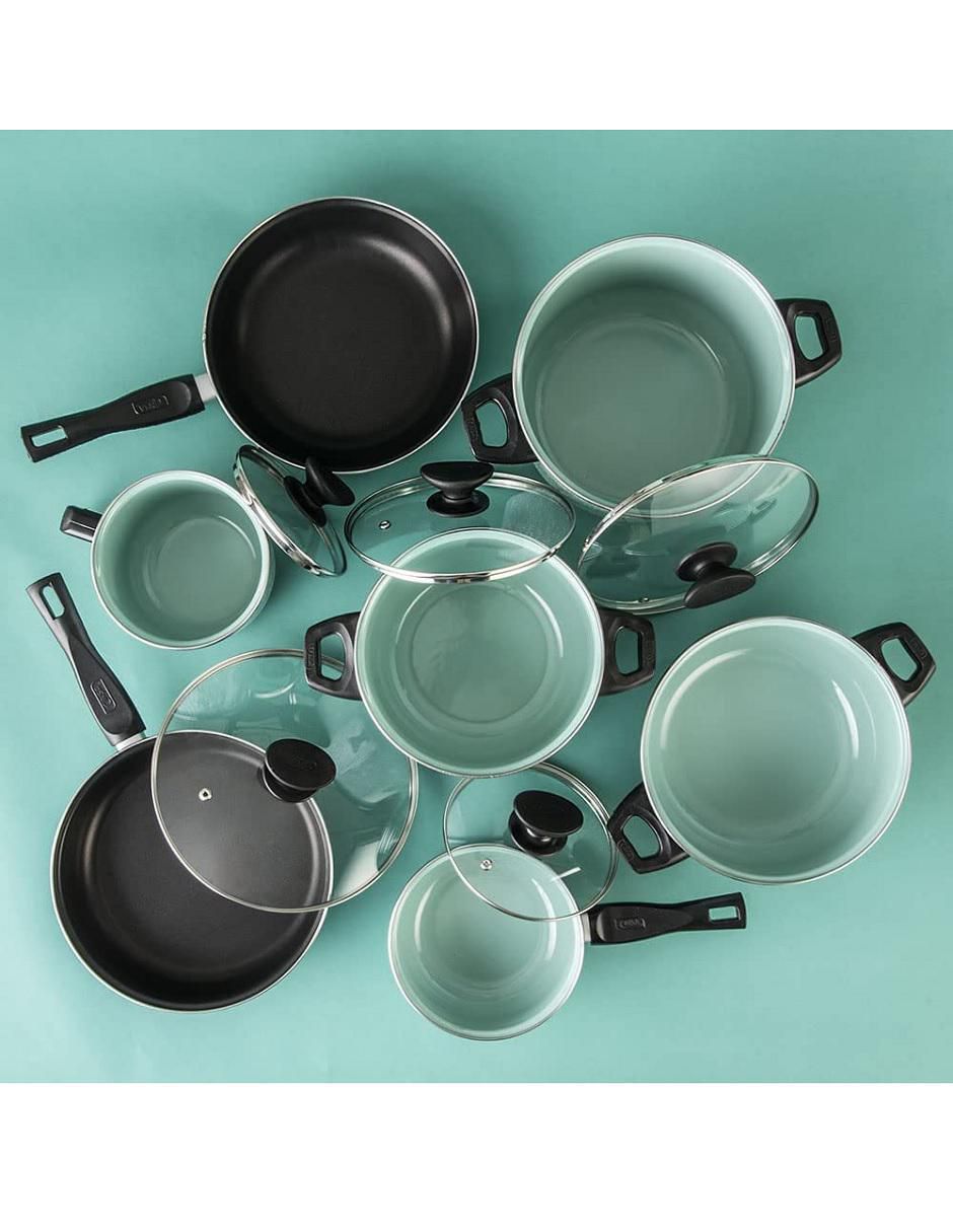 Batería de cocina Cinsa Jade de acero vitrificado antiadherente convencional 12 piezas 3