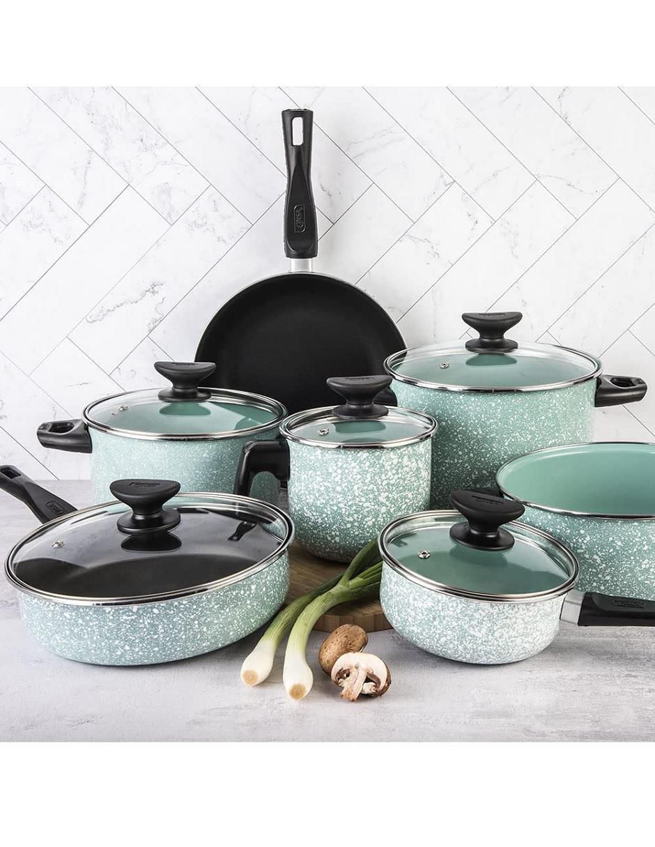 Batería de cocina Cinsa Jade de acero vitrificado antiadherente convencional 12 piezas 4
