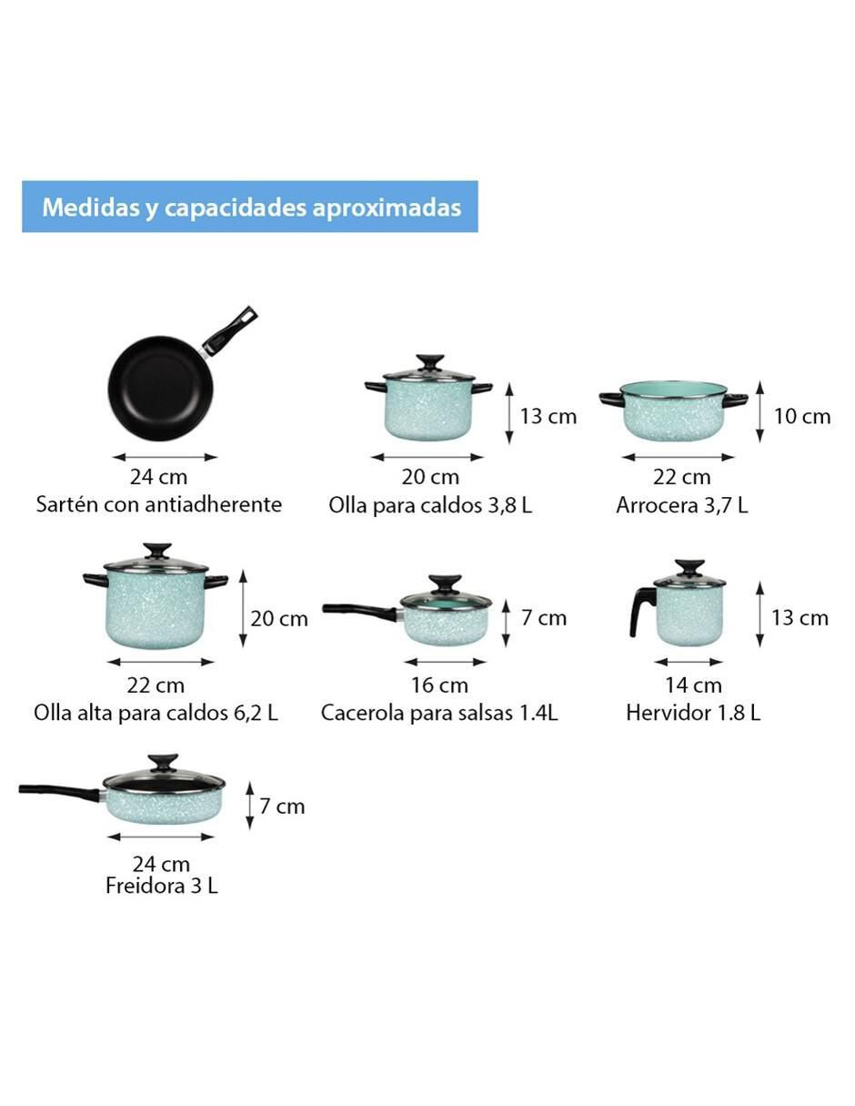 Batería de cocina Cinsa Jade de acero vitrificado antiadherente convencional 12 piezas