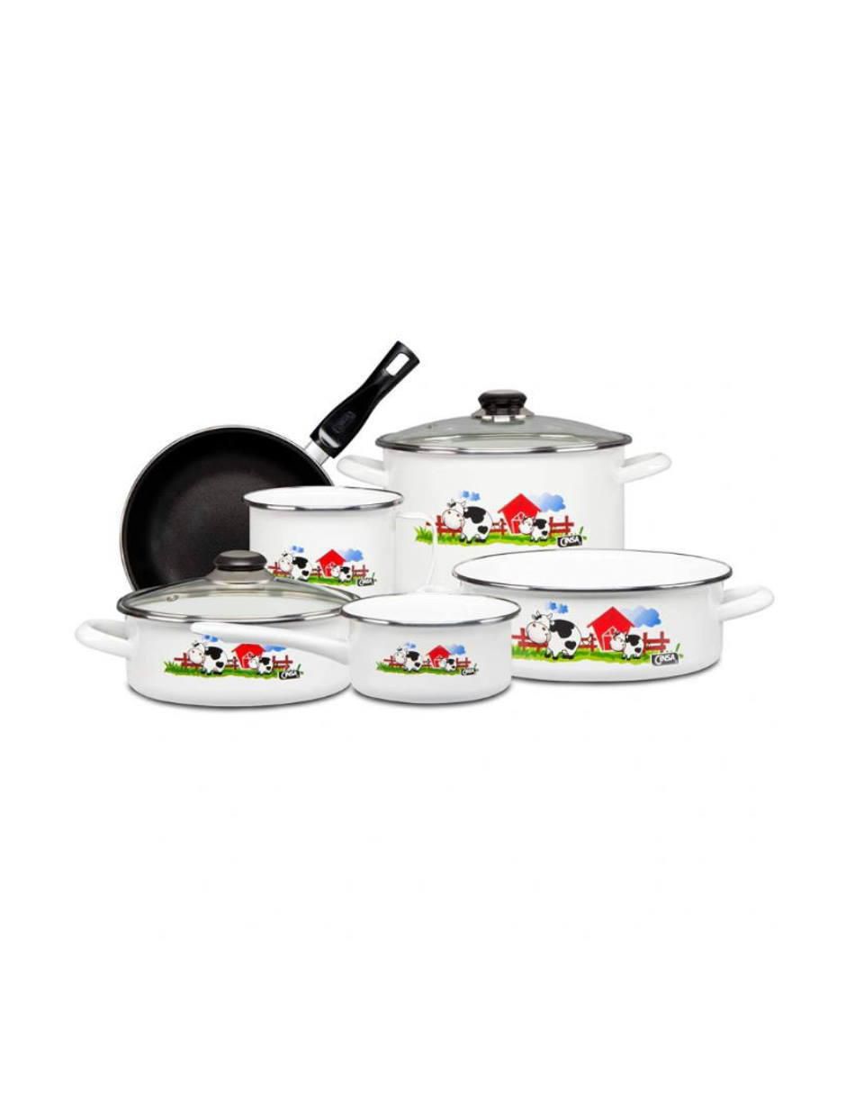 Batería de cocina Cinsa Terranova de acero vitrificado antiadherente 8 piezas