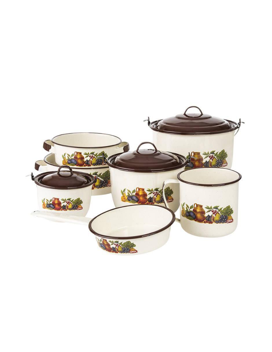 Batería de cocina Cinsa de acero vitrificado 10 piezas