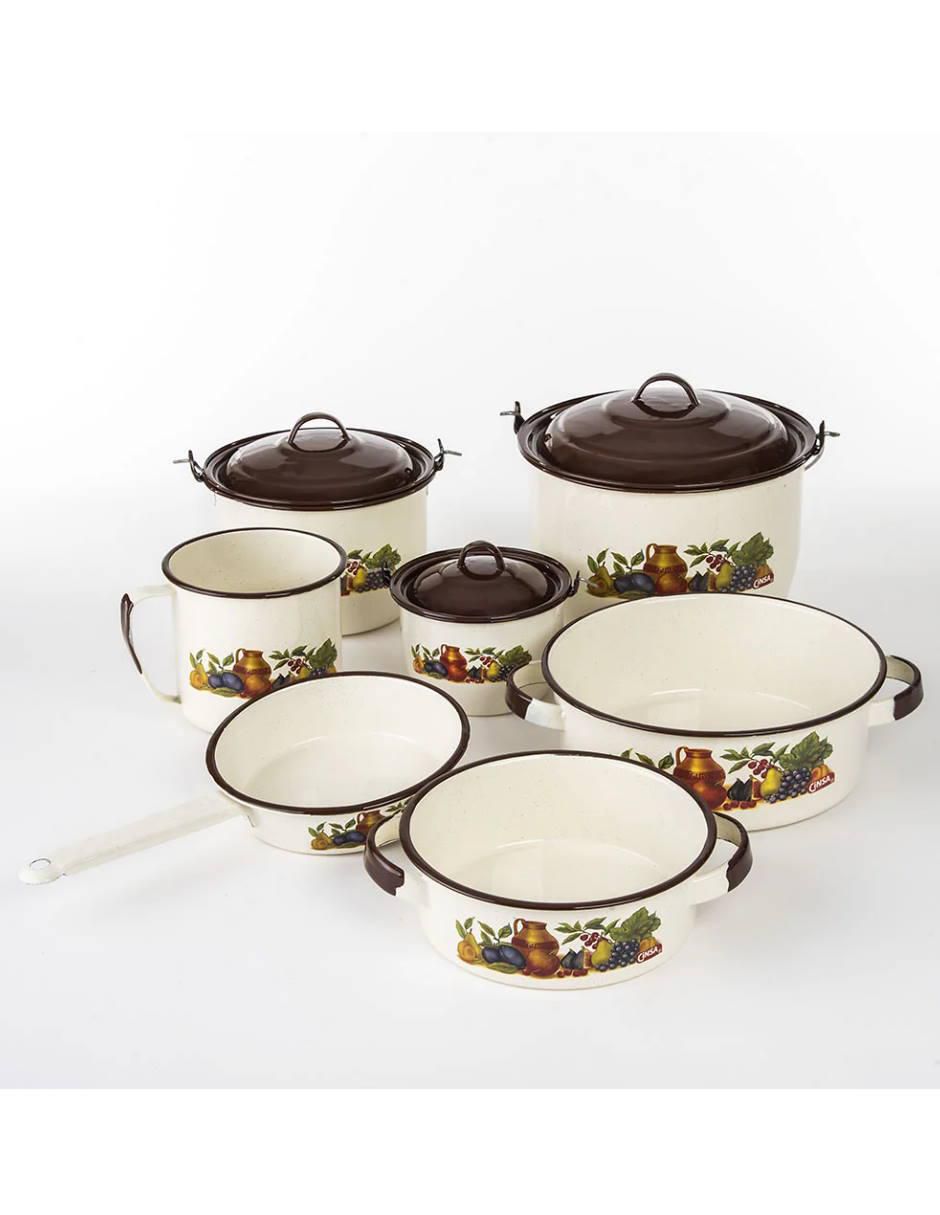 Batería de cocina Cinsa de acero vitrificado 10 piezas