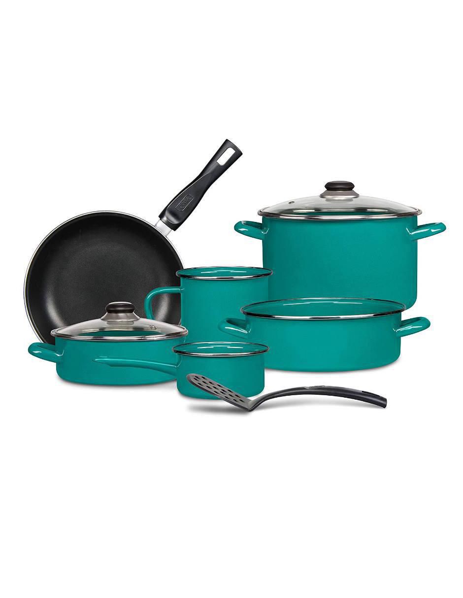Batería de cocina Cinsa Terranova Milan de acero vitrificado 9 piezas