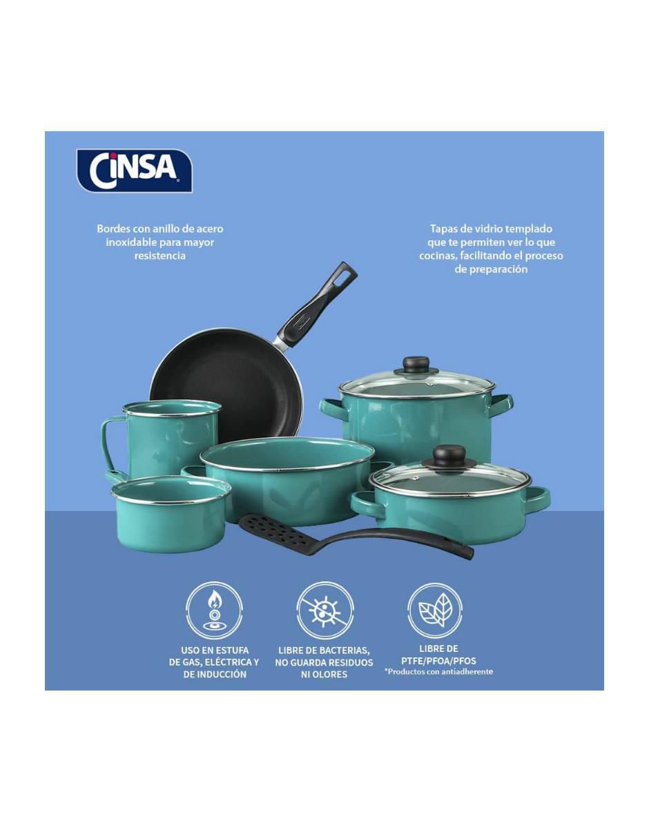 Batería de cocina Cinsa Terranova Milan de acero vitrificado 9 piezas