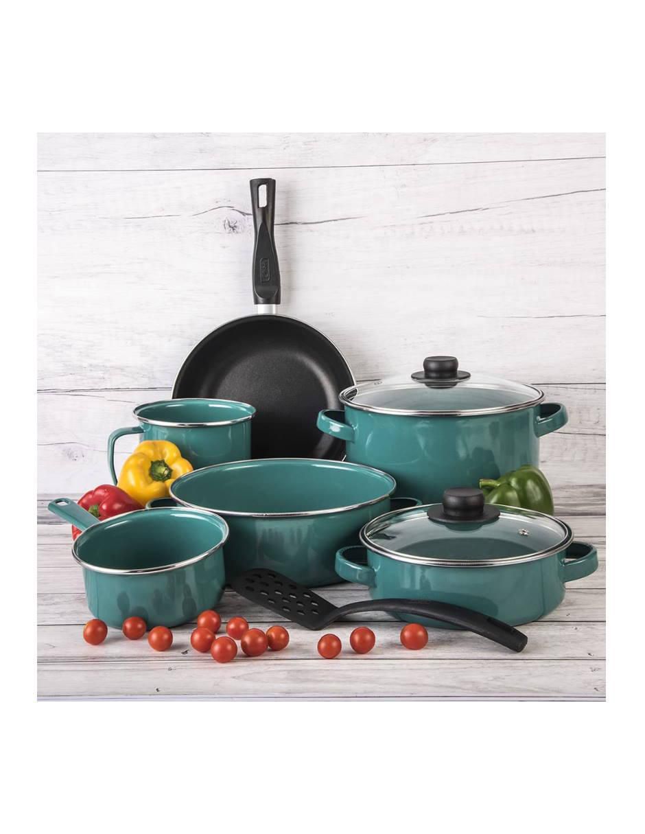 Batería de cocina Cinsa Terranova Milan de acero vitrificado 9 piezas