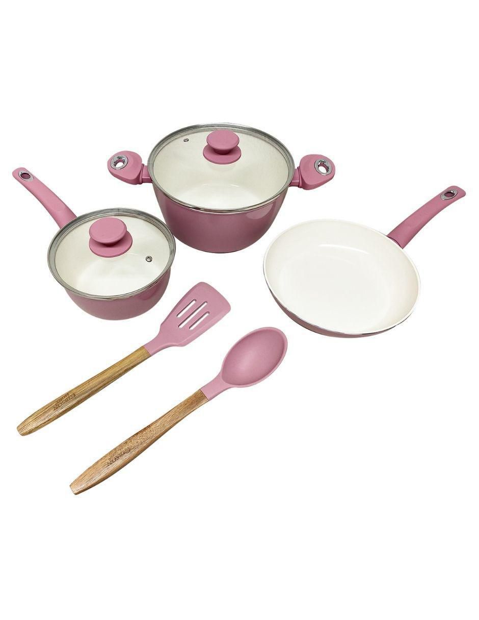 Batería de cocina Gibson Overseas GH Plaza de aluminio antiadherente cerámica 7 piezas 2