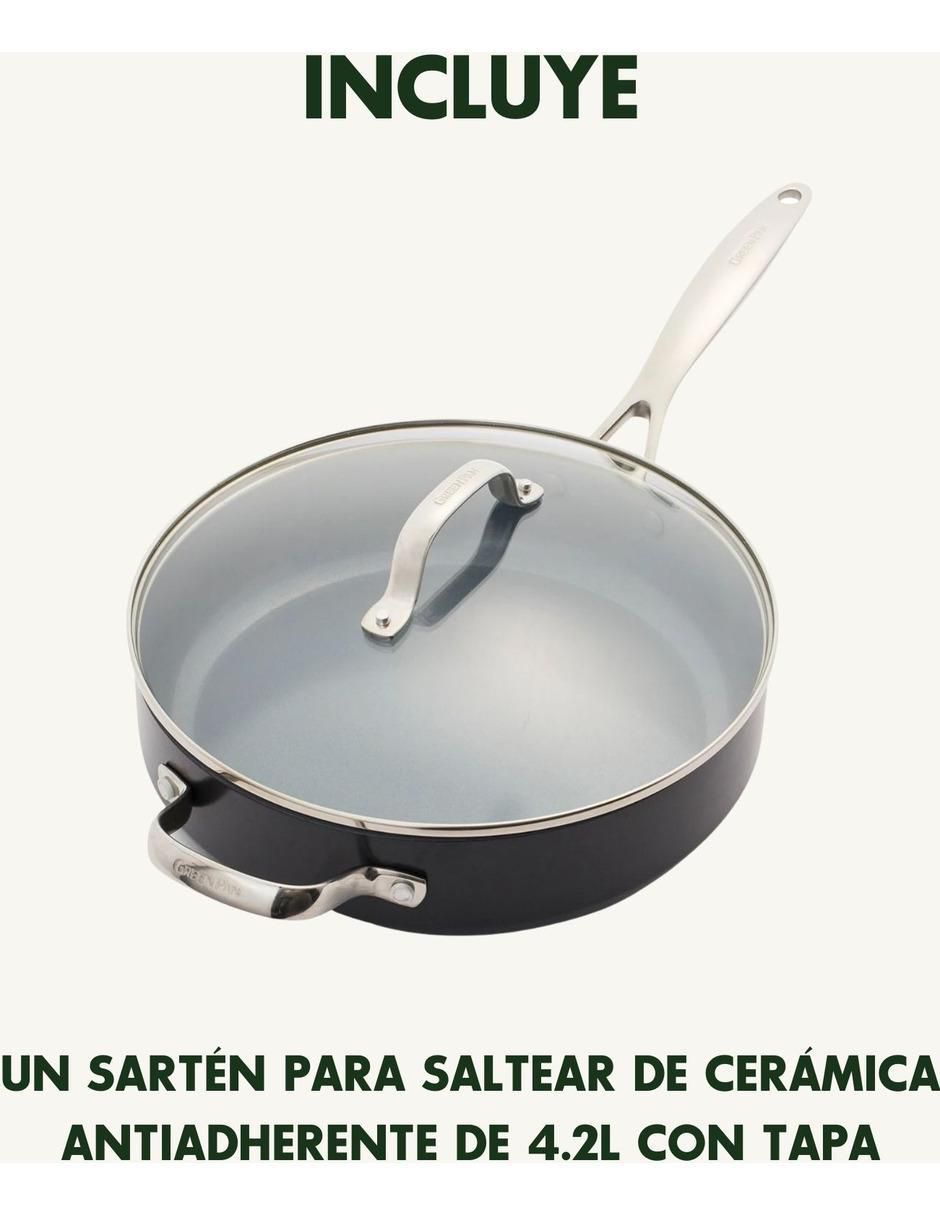 Sartén con tapa Greenpan Valencia Pro de acero inoxidable