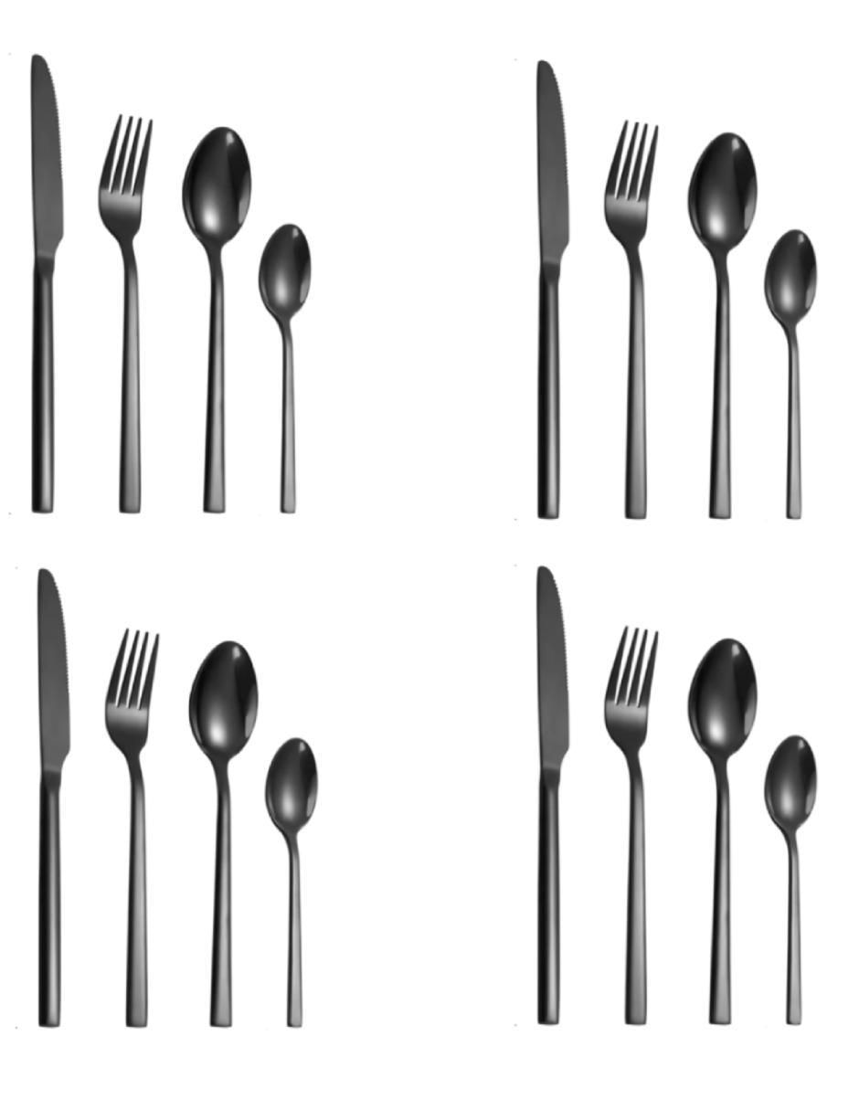 Set cubiertos minimalista de acero inoxidable 16 piezas Set cubiertos minimalista de acero inoxidable 16 piezas