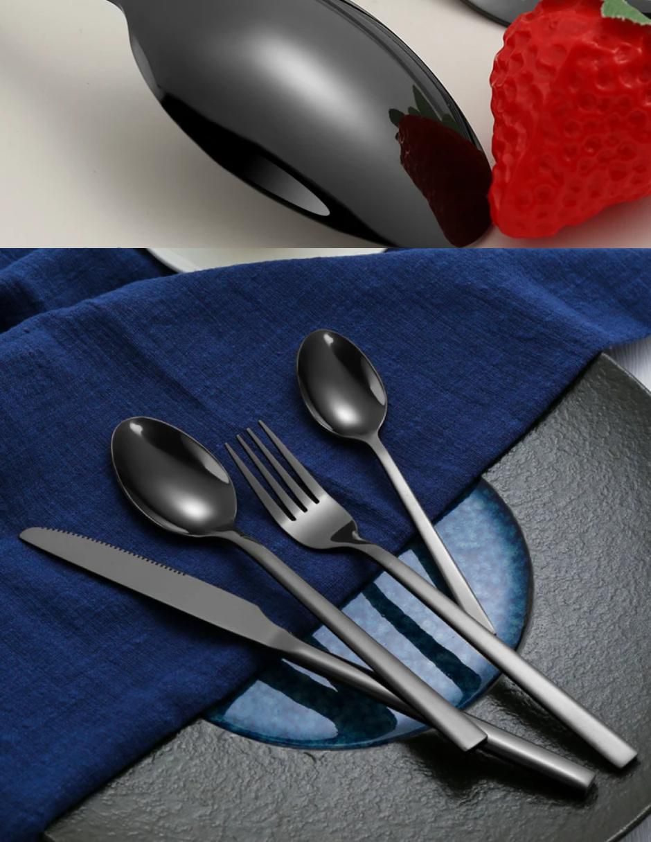 Set cubiertos minimalista de acero inoxidable 16 piezas 2