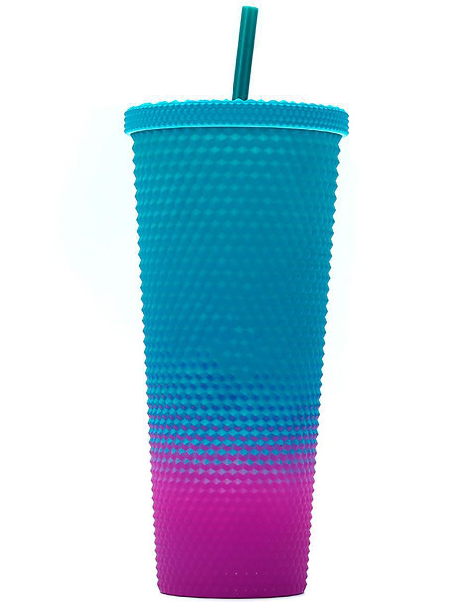 Vaso con tapa y popote