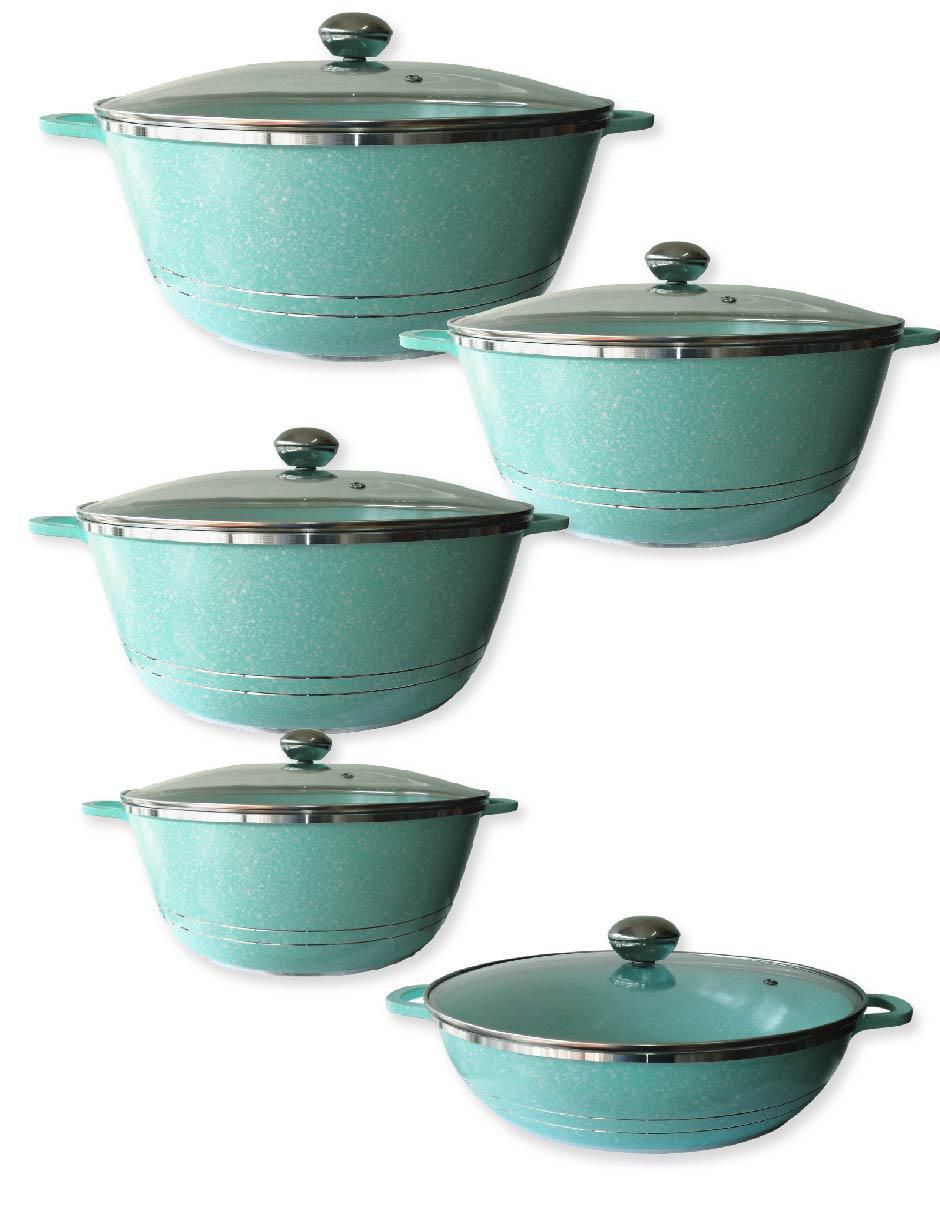 Batería de cocina de aluminio fundido antiadherente minerales naturales 10 piezas 1