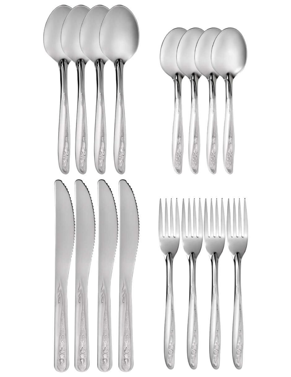Set cubiertos jazmín de acero inoxidable 16 piezas Set cubiertos jazmín de acero inoxidable 16 piezas