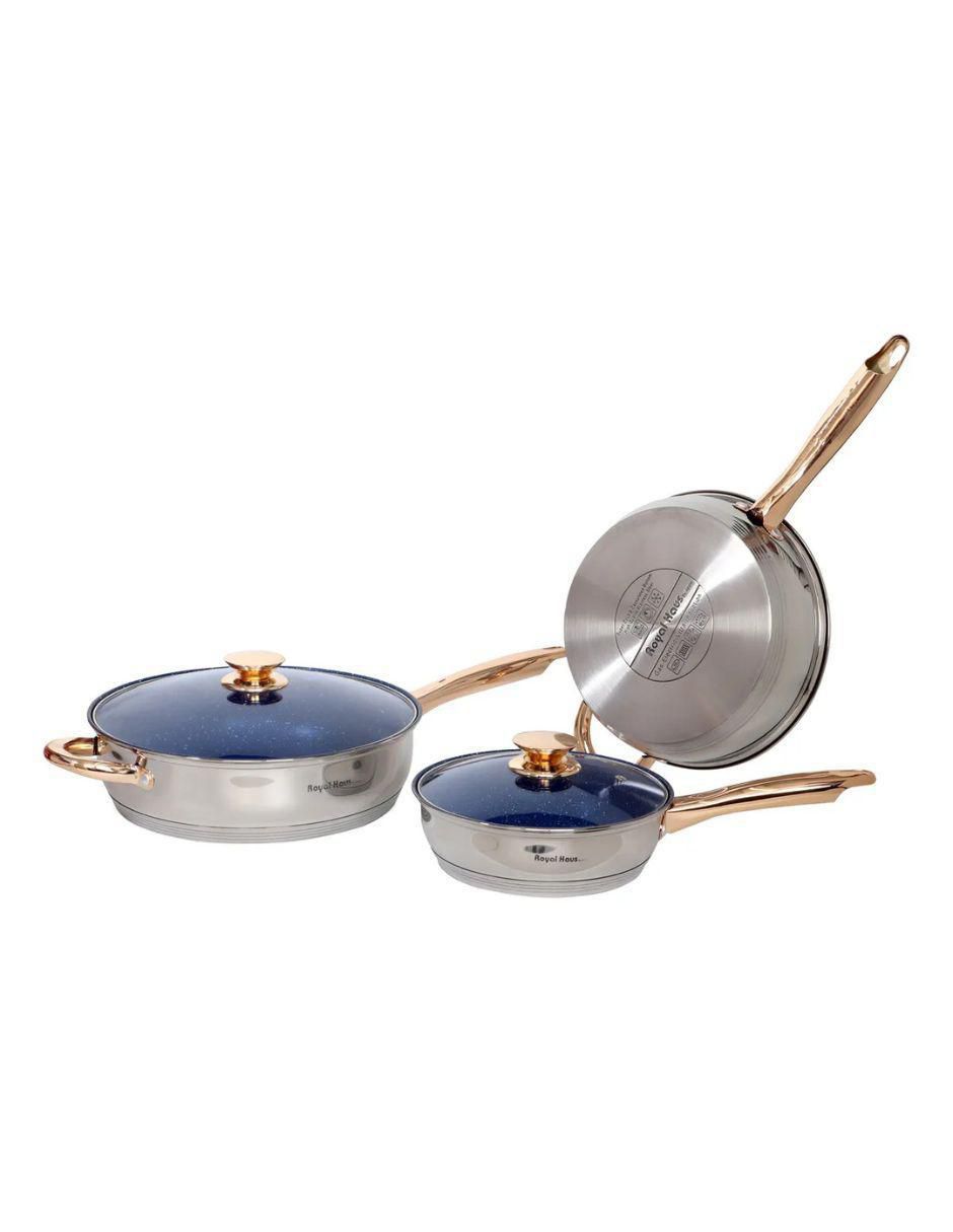 Set de sartenes con tapa de acero inoxidable 6 piezas