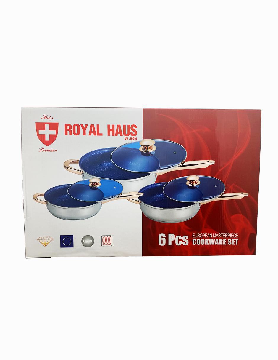 Set de sartenes con tapa de acero inoxidable 6 piezas