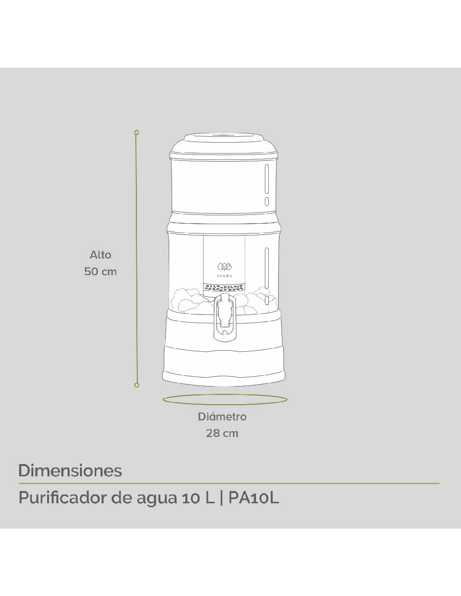 Purificador, dispensador y filtro de agua Avera PA10L