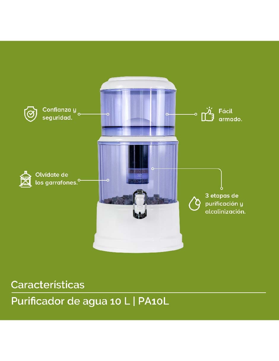 Purificador, dispensador y filtro de agua Avera PA10L