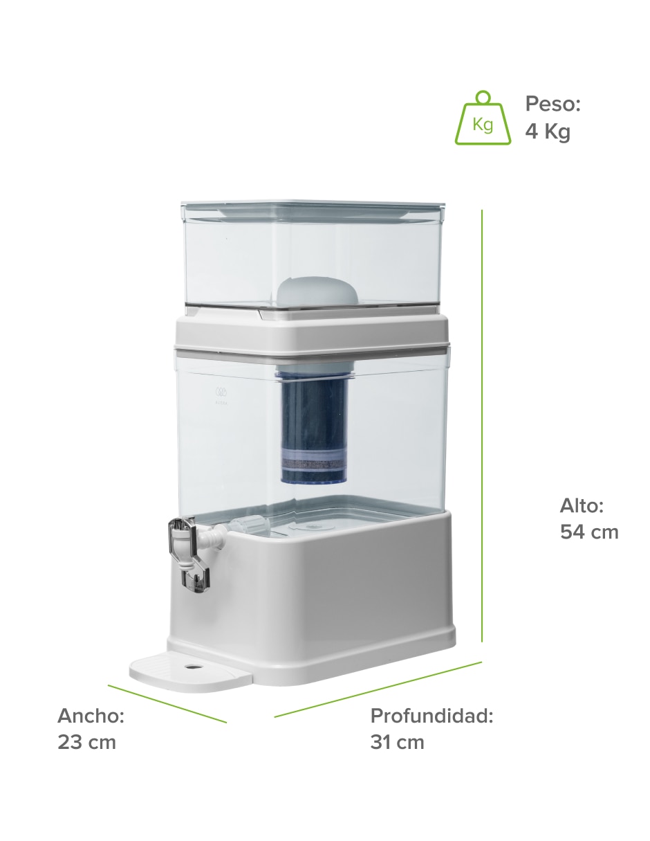 Purificador dispensador y filtro de agua PA 10 L 8