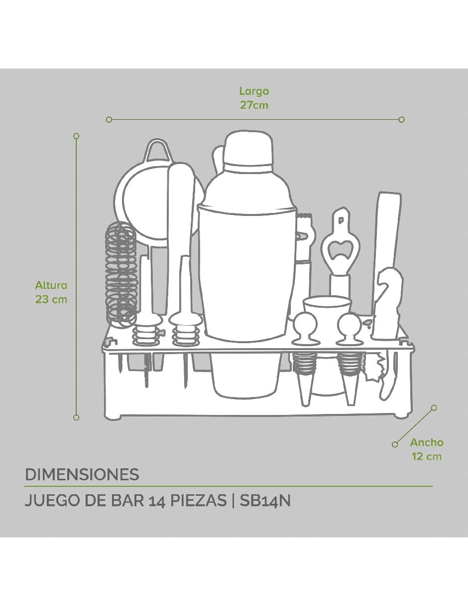 Set bar de acero inoxidable