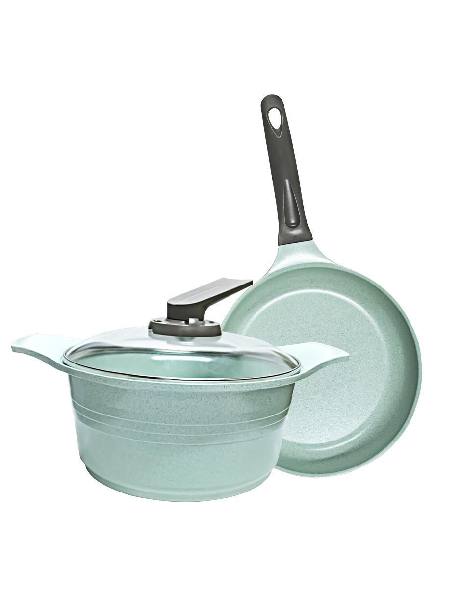 Set de sartenes con tapa Stay Elit Jade de hierro 2 piezas