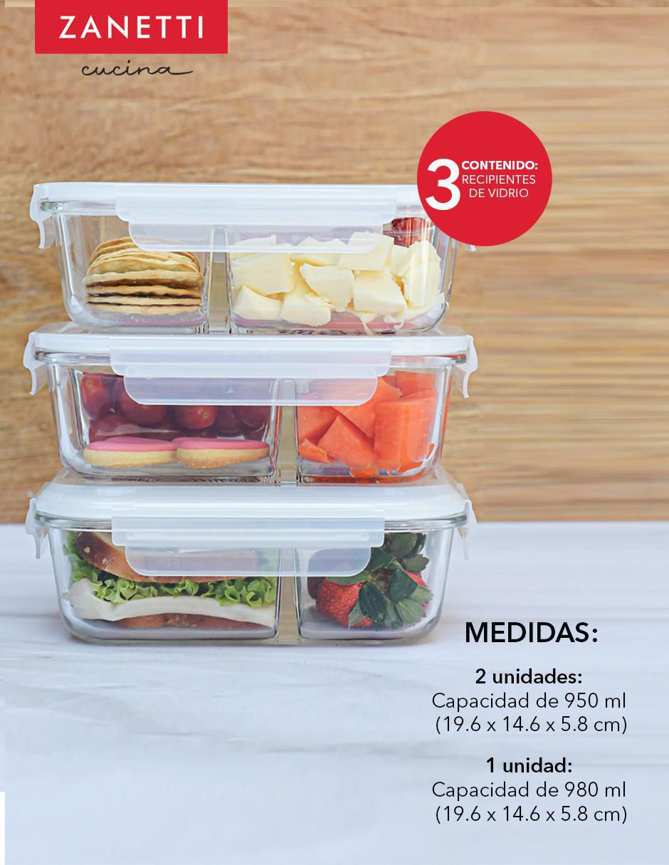Set contenedores Zanetti Bento Box de vidrio 7 piezas