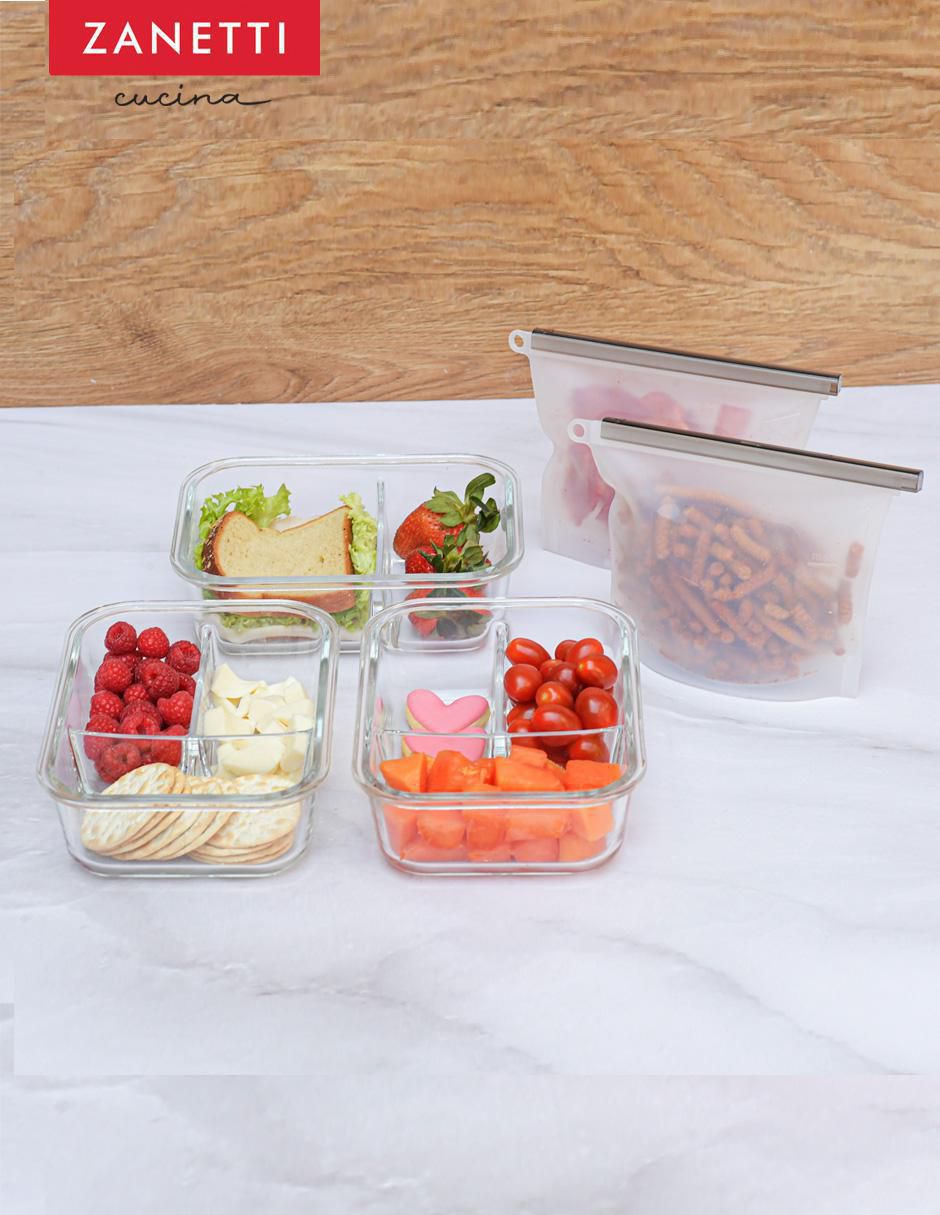 Set contenedores Zanetti Bento Box de vidrio 7 piezas