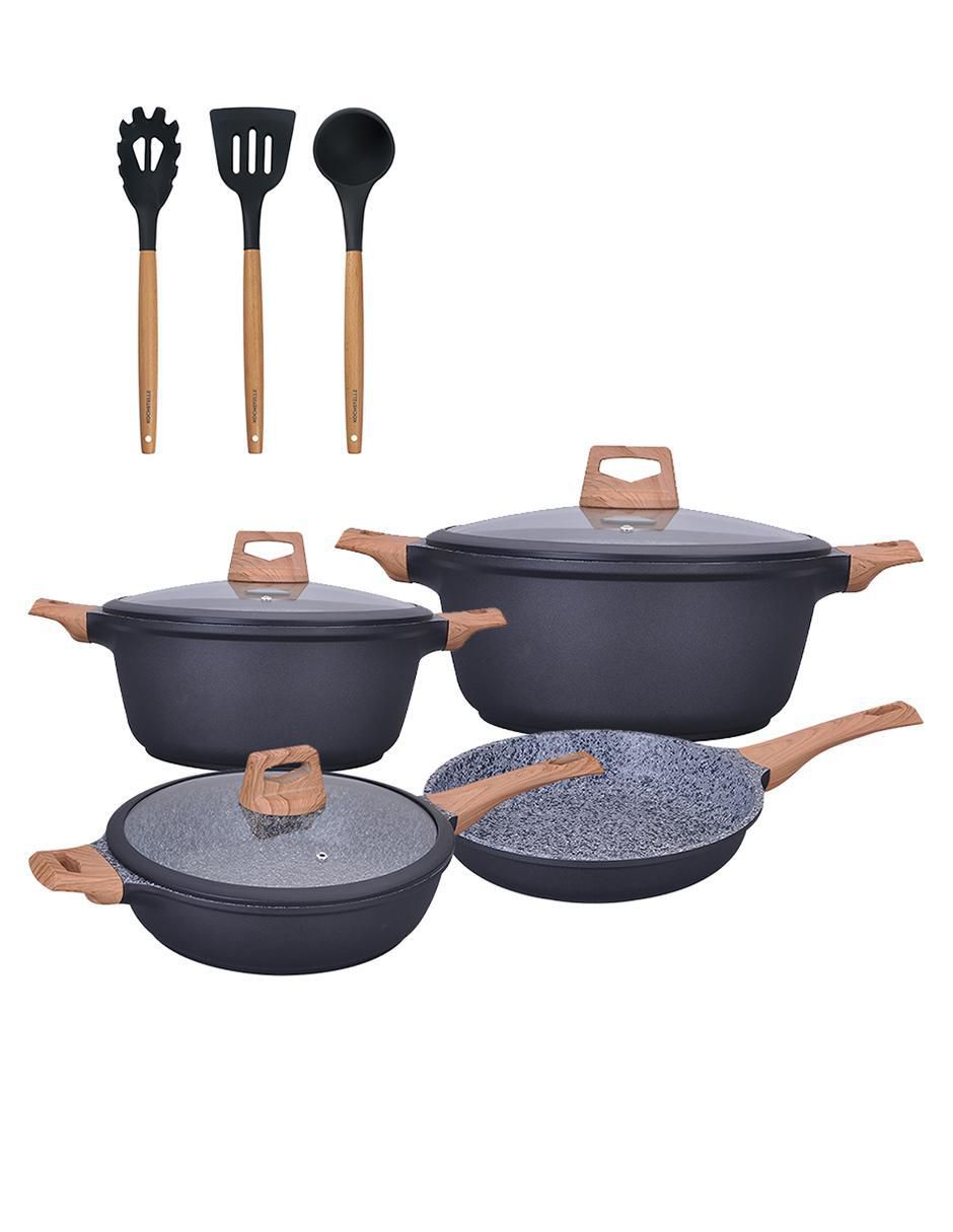 Batería de cocina Wood de aluminio antiadherente combinado 10 piezas