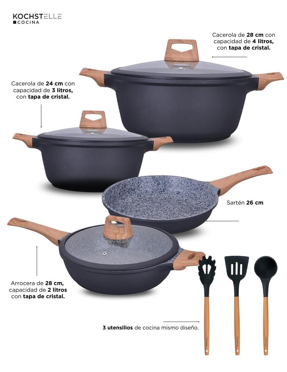 Batería de cocina Wood de aluminio antiadherente combinado 10 piezas 6