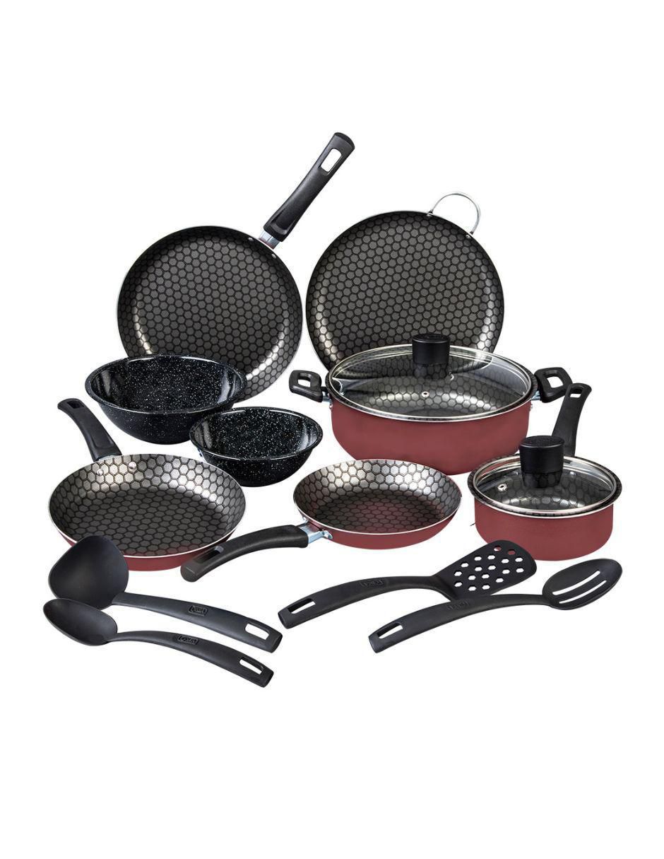 Batería de cocina Equipa tu cocina de aluminio antiadherente diamante 15 piezas Batería de cocina Equipa tu cocina de aluminio antiadherente diamante 15 piezas