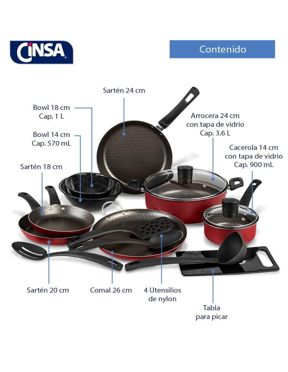 Batería de cocina Equipa tu cocina de aluminio antiadherente diamante 15 piezas 7