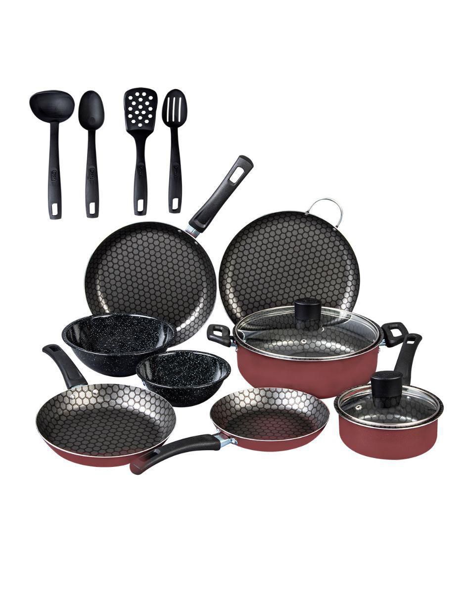 Batería de cocina Equipa tu cocina de aluminio antiadherente diamante 15 piezas