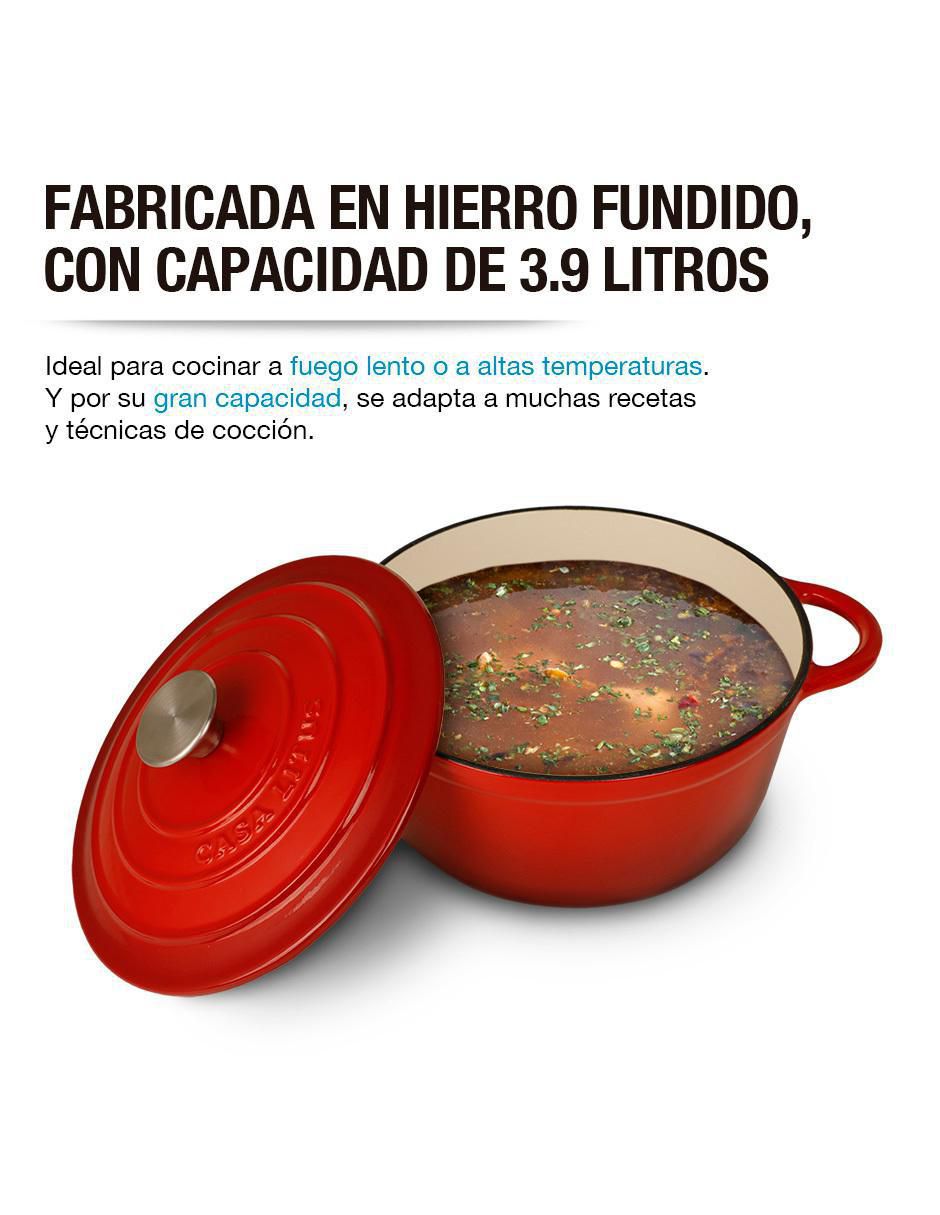 Olla de Hierro Fundido Esmaltado 3.9 L Horno Holandés Dutch Oven 5