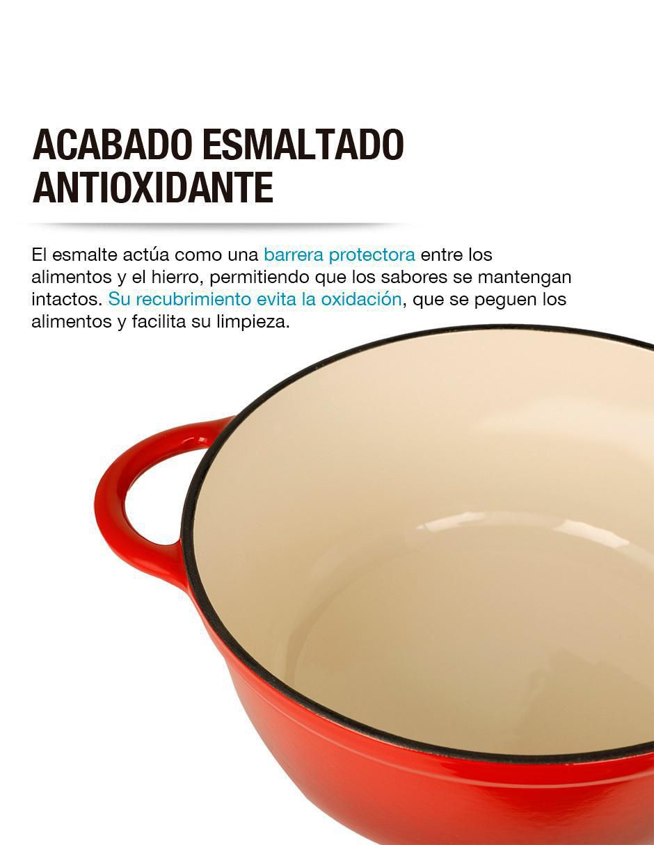 Olla de Hierro Fundido Esmaltado 3.9 L Horno Holandés Dutch Oven