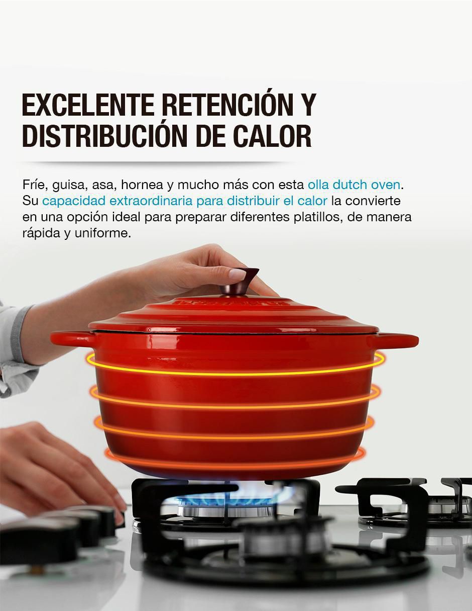 Olla de Hierro Fundido Esmaltado 3.9 L Horno Holandés Dutch Oven