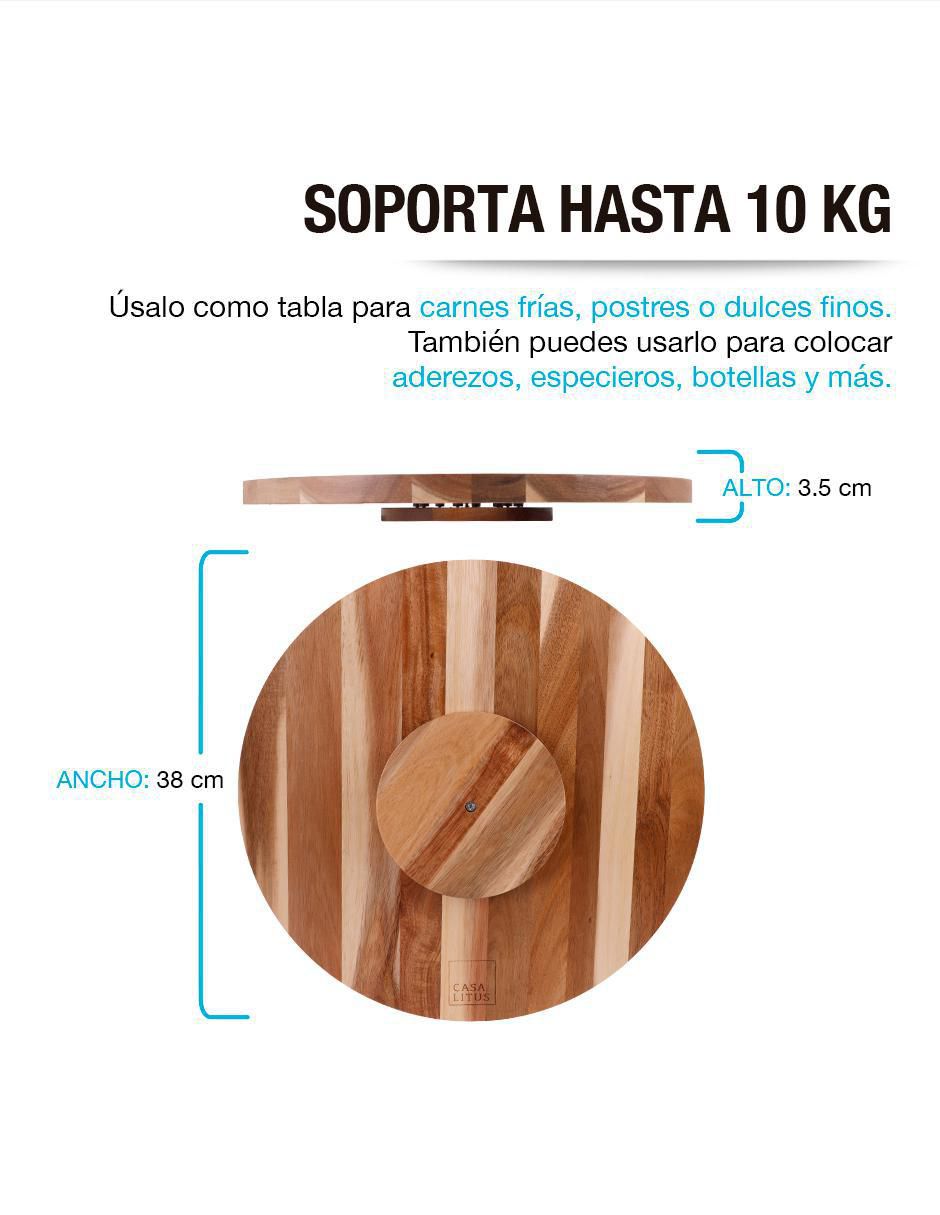 Botanero Casa Litus Giratorio Madera Acacia Bamboo de Madera